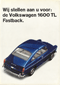 VW 1600 TL Fastback brochure / folder